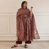 Anni Designer Women'S Rayon Blend Floral Regular Kurta With Pant & Dupatta (Prisha Wine,Wine,M,Rayon Blend,Anarkali,