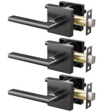 Euvovito 3 Pack Matte Black Passage Door Handles, Invisible Screws, Streamlined Closet Door Lever Handles, Hall Doors Handles Bl