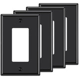 AIDA 1-Gang Midsize Light Switch Cover Plate, Decorative Outlet Covers - Glossy Black, 4-Pack Unbreakable Polycarbonate Wall Pla
