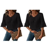 Toplot Fashion Women Tops || Shirt For Woman || Trendy Top For Women || Western Tops For Woman Stylish || Value Pack (Pop-Tshirt-5231-Black-Black-L),Black - Black,,B0FCSC7ZS7