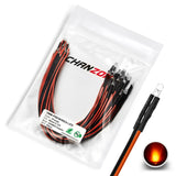 Chanzon 20 pcs Pre-Wired 3mm Orange LED Diode Lights (Clear Round Transparent Lens DC 12V) with 680 ohms 1/4W Resistor and 24awg