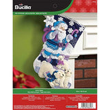 Bucilla 18Inch Christmas Stocking Felt Applique Kit, Arctic Santa, Red, White, Green, Yellow