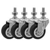 FactorDuty 2 Inch Black Caster Wheel - 3/8 to 1.2 Threaded Stem Mount - Polyurethane Wheels - Premium Non Marking, No Noise - 65
