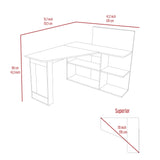 Tuhome Masai Writing Computer Desk, Five Open Shelves -Light Gray