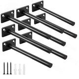 8 Pcs 6 Black Solid Steel Floating Shelf Bracket Blind Shelf Supports - Hidden Brackets for Floating Wood Shelves - Concealed Bl