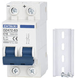 CHTAIXI DC Miniature Circuit Breaker, 2 Pole 1000V 16 Amp Isolator for Solar PV System, Thermal Magnetic Trip, DIN Rail Mount, C