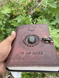 Alcraft Real Leather Green Stone Brown Embossed Handmade Diary With Customized Name/Date/Logo Personal Diary (7 X 5 Inches), 200