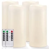 Homemory 10 x 4 Large Waterproof Outdoor Flameless Candles with Remote Control and Timer, Battery Operated Flickering LED Pillar