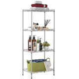 BestOffice | 4-Tier Wire Storage Shelves | 12D x 18W x 44H | Chrome | with Adjustable Racks PP Liners | Compact Metal Shelf, Hol