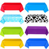 DXary 8 Pcs Kids Birthday Tablecloth 54 x 108 Inch Blue Sky White Clouds Print Tablecloth Cow Table Cover Toy Inspired for Kids
