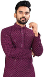 Lookmark Present Men'S Pure Rayon Chikankari Sequins Kurta||Men'S Chikankari Purple Coloured Kurta|| Az-Lm-Og-Kurta 11 Purple-S