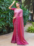 Satrani Womens Pure Georgette Saree (3402S267N_Rose Dark Pink)