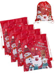 TERA13 5 Pcs Christmas Santa Drawstring Gift Bag, NonWoven Big Size Gift Bag, Reusable Candy Bags For Festival, Xmas Dori Bag F