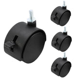 suiwotin 4pcs 2 Inch Swivel Caster Wheels, M6 Threaded Stem Caster Wheels with Brake, Heavy Duty Casters, Black Nylon Wheel Repl