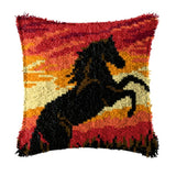 LAPATAIN Latch Hook Kits for DIY Throw Pillow Cover,Horse Needlework Cushion Cover Hand Craft Crochet 17x17inch