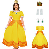 PAINEOMN Princess Dress for Women Halloween Princess Cosplay Costume Crown Earrings Gloves Full Set Adult Fancy Dress Suit XS-New