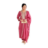 Shiv Textiles Kurta Art Womens Silk Set, pink, XXL
