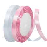 2 Rolls Pink White Ribbon, 3/8 Inch x 50 Yards Satin Pink Fabric Ribbon for Flower Bouquets, Gift Wrapping, DIY Crafts, Birthday