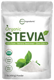 Pure Organic Stevia Powder, 1 Pound (2,837 Servings), Highest Grade Stevia Green Leaf Extract Reb-A | Reduced Bitter Aftertaste