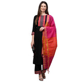 Anni Designer Women'S Rayon Solid Straight Kurta Palazzos And Dupatta (My-Hit-One-Black_Xxl-Black_Xx-Large),Black,2XL