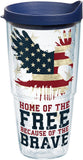 Tervis Home of the Free Because of the Brave Tumbler with Wrap and Navy Lid Clear, 24 oz - Tritan