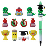 SALUOKE 12pcs 3D Student Silicone Focal Beads Silicone for Keychain Making Beads for Pens Shape for Bracelet Necklace Crafts (3D