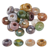 DICOSMETIC 20Pcs Large Hole Gemstone Beads Natural Indian Agate Bead 12x6mm Stone Agate Beads Rondelle European Bead for Beading