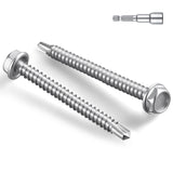BNUOK #14 x 1-1/2 Inch Self Drilling Screws, 47pcs 1 lbs Self Tapping Screws for Metal, 410 Stainless Steel Hex Washer Head Shee