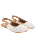 Shoetopia Women'S Block Heel Ballet Flats-Eu41 /Uk8 /White,White,8,B0BSCBJJ3H