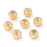 Craftdady 200pcs 18K Gold Insert Rubber Stopper Beads Brass Round Positioning Spacer Beads Flat Round Locating Slider Beads with