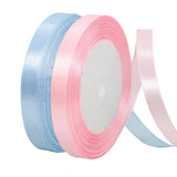 2 Rolls Light Blue Ribbon, 3/8 Inch x 50 Yards Satin Blush Pink Fabric Ribbon for Flower Bouquets, Gift Wrapping, DIY Crafts, Bi