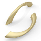 FILTA 10 Pack 3.75 Inch(96mm) Hole Centers Brushed Gold Cabinet Pulls,Arch Twisted Kitchen Cabinet Handles Zinc Alloy Cabinet Ha