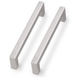 Probrico 5 inch Stainless Steel Square Kitchen Cabinet Handles Brushed Nickel Euro Bar Pulls Drwaer Handles, 5.5 inch Total Leng
