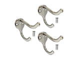 QCAA Coat Hat Hook, Heavy Duty for Wall Hanging, Zinc Die Cast, Satin Nickel, Made in Taiwan, 3 Pack