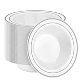 BestStar 100 Pack Disposable Soup Bowls with Silver Rim, 12oz Premium Heavy Duty Plastic Dinner Bowls for Party, Wedding and Hol