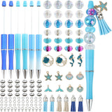 SUNNYCLUE DIY 12 Sets Ocean Theme Beaded Pen Kit Beadable Pens Beads Pen Set Shell Mermaid Beadable Pen Bulk Summer Sea Hawaii B