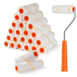 HANJKINZ 24 Pack Microfiber Paint Roller 4 Inch, Mini Paint Roller Covers, 3/8 Inch Nap, Small Paint Rollers for House Painting