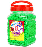 Eppingwin 1200pcs Pony Beads for Bracelets,6x9mm Kandi Beads for Hair Braids, Easy Storage Pony Bead for Jewelry Making (Green)