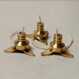 EAC Brass Premium Heavy Wick Holder for All Types of Pooja Diya, Oil Lamp, Deepak Thiri Stand for Batti Holder (Pack of 3)