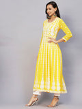 Anni Designer Women'S Georgette Chikankari Embroidered Anarkali Kurti (Kari Yellow-Nw1_Xl_Yellow_X-Large),Yellow,XL,Georgette,Anarkali,Kurta