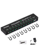 RVONE Guitar Pedal Power Supply, 10 Isolated DC Output for 9V/12V/18V Effect Pedal, Circuit Protection, Noise Reduction, 100mA 5