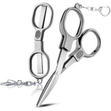 2 Pcs Folding Stainless Steel Portable Mini Small Travel Scissors, Safety Foldable Pocket Badge Nursing Scissors with 2 Keychain