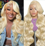32inch 613 Blonde Body Wave Lace Front Wigs Human Hair Pre Plucked Blonde 13x4 Body Wavy Transparent Lace Frontal Wig Human Hair