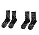 Future Tabs MenS Soft Cotton Full Length Socks Free Size Paisley Print Unisex Socks Black 2 Pairs