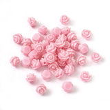 Beadthoven 50pcs Resin Rose Beads, Pink Rose Flower Beads Spacers Floral Flatback Charms Mini Flower Embellishment for DIY Scrap
