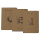 Paperkraft Vintage Series - Brown Kraft With City Theme : 210 Mm X 148 Mm,176 Pages, Unruled, Sewn & Perfect Bound, Pack Of 3