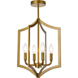 Living District Kiera 4-Light Mid-Century Metal Pendant In Brass