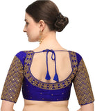 Pujia Mills Women'S Embroidery Handwork Sequence Work Necklace Design Readymade Blouse (Royal, 36)