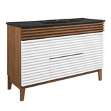 Modway Render 48 Single Bathroom Vanity in White Walnut Black