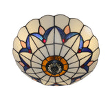 Skyweel 12 Inch Vintage Chandeliers Light Tiffany Style Stained Glass Ceiling Light Stained Glass Flush Mount Ceiling Lighting F
